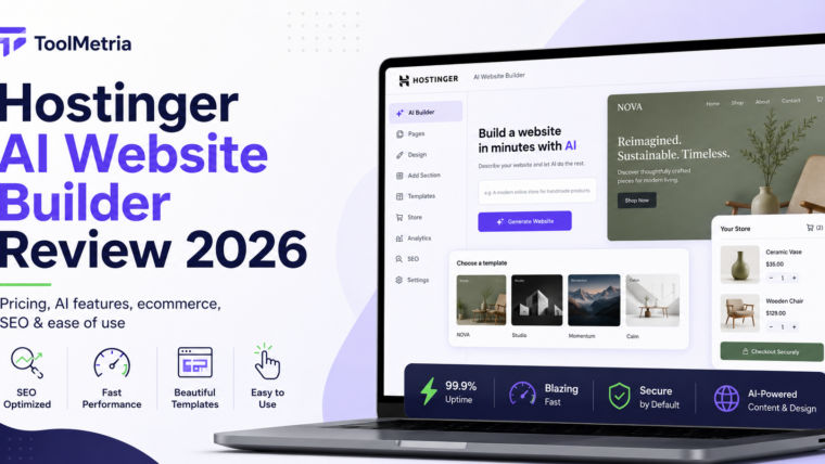 Hostinger AI Website Builder dashboard and website creation interface