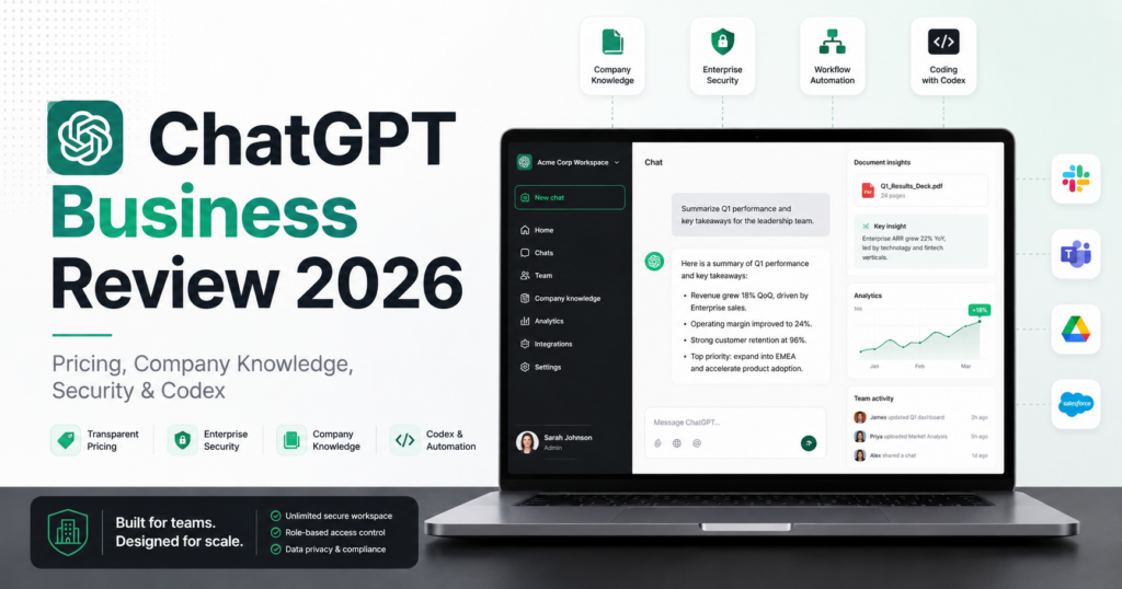 ChatGPT Business review 2026 with Company Knowledge, security and Codex
