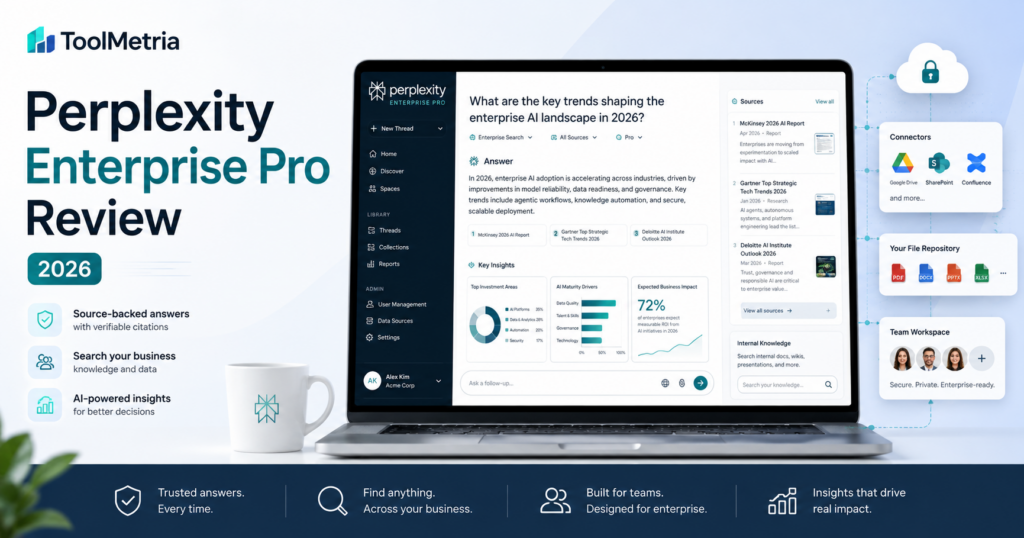 Perplexity Enterprise Pro review 2026 with AI research, internal knowledge search and file connectors