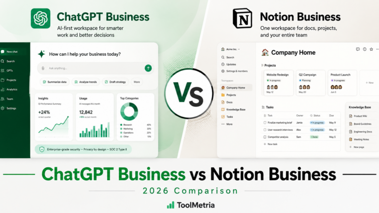 ChatGPT Business vs Notion Business comparison 2026 for AI, projects, company knowledge and team workflows
