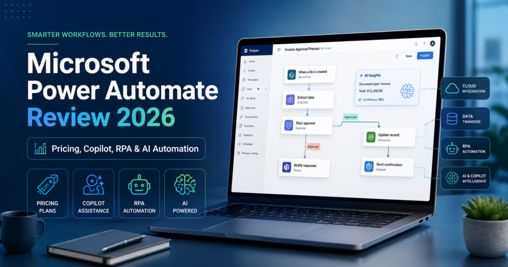 Microsoft Power Automate review 2026 with Copilot, RPA, cloud flows and AI automation
