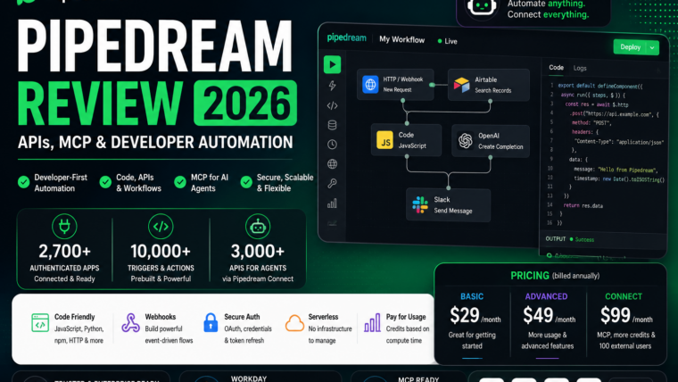 Pipedream review 2026 with APIs, MCP, JavaScript, Python and developer automation workflows
