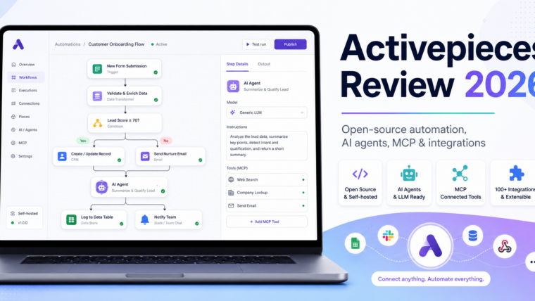 Activepieces review 2026 with open-source automation, AI agents, MCP and self-hosted workflows