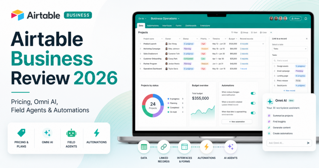 Airtable Business review 2026 with Omni AI, Field Agents, automations and custom business databases
