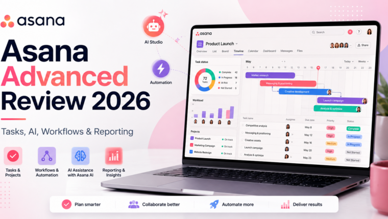 Asana Advanced en 2026 mostrando gestión de proyectos, automatizaciones e IA para equipos de trabajo